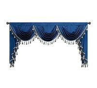 VOGOL Luxury Waterfall Valances for Living Room, Super Soft Velvet Swag Drapes with Tassels for Bedroom, Luxury Rod Pocket Banquet Decorations, Blue, W79 Inch, 1 Panel