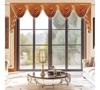 VOGOL Orange Velvet Waterfall Valance, Rod Pocket, 138 x 43, 1 Panel