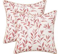 VOGOL Red Leaves Print Cushion Covers, Set of 2 Pieces 45 x 45 cm Rustic Country Style Square Throw Pillowcases for Couch Bed Chair with Invisible Zipper