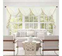 VOGOL Sheer Beige Waterfall Valances, Silky Soft Touch Voile Curtain for Farmhouse Kitchen, Rod Pocket Swag Valance Home Decor for Living Dining Room, W110, 1 Panel