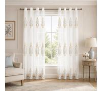 VOGOL Simple Chenille Jacquard Sheer Window Elegance Curtains/Drapes/Panels/Treatments for Bedroom Living Room,Top Grommets, Two Panels, 54 x 96 inch