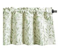 VOGOL Small Vine Curtain Valance, Green Leaves Printed Linen Textured Kitchen Valance, Light Filtering Rod Pocket Short Window Topper for Cafe Bedroom, 52×12, 1 Panel