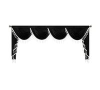 VOGOL Super Wide European Style Valances, 110 Inches Wide Waterfall Valance Curtain for Living Dining Room, 1 Panel Soft Touch Velvet Window Treatment for Kitchen, Black