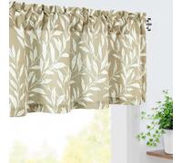 VOGOL Taupe Leaf Print Curtain Valance, Rod Pocket Top, 52 x 14, 1 Panel