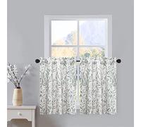 VOGOL Tier Curtains 30 Inch Length, Cute Leaves Print Valances Curtain Privacy Half Window Tiers for Cafe Farmhouse Living Room Bedroom, 30x30, 2 Panels