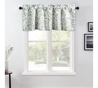 VOGOL Willow Leaf Print Window Valance, 54x18 Inch Linen Textured Window Treatment, Light Filtering Valance Curtain for Bedroom & Sitting Room, Blue Spruce Colour, 1 Panel