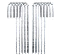 VOGREX 10Pcs Tent Pegs Heavy Duty Steel Marquee Ground Stakes in Silver VOGREX Silver