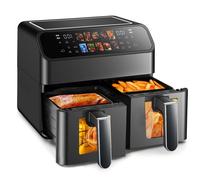 VOGREX 12L Dual Zone Air Fryer, Oil-Free Cooking with 100 Recipes in Black VOGREX Black