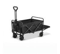 VOGREX 150L Folding Beach Wagon Rear Open Heavy Duty Collapsible Outdoor Cart in Black VOGREX Black