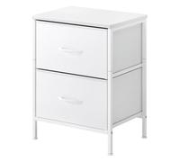 VOGREX 2 Fabric Drawer Storage Nightstand Bedside Table in White VOGREX White