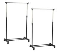 VOGREX 2 PACK ADJUSTABLE CLOTHES RAIL PORTABLE RACK HANGING DISPLAY WARDROBE in Black VOGREX Black