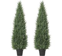 VOGREX 2Pcs 90cm Artificial Cedar Topiary Trees UV Faux Shrubs in Green VOGREX Green