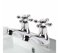 VOGREX 2X Twin Taps Set Hot & Cold Pair Tap Traditional Bath Basin Sink in Silver VOGREX Silver