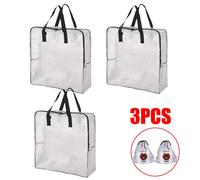 VOGREX 3 X DIMPA STORAGE CLEAR REUSABLE HEAVY DUTY LAUNDRY BAGS Moth & Moisture Proof in Black VOGREX Black