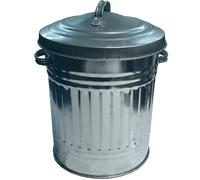 VOGREX 30 Litre Retro Metal Bin Galvanised Steel Dustbin in Silver VOGREX Silver