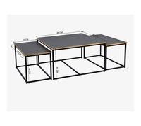 VOGREX 3pc Nesting Coffee Tables, Metal Frame Industrial Style in Black VOGREX Black