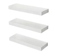 VOGREX 3Pcs White Screw Mount Rustic Floating Wall Shelves VOGREX White