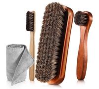 VOGREX 3X Horsehair Shoe Brush Leather Buffing Microfiber Cloth UK in Brown VOGREX Brown