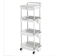 VOGREX 4-Tier Rolling Storage Trolley Rack in White VOGREX White