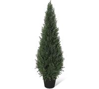 VOGREX 4FT 2PCS Artificial Trees Fake Cedar Topiary Tree in Green VOGREX Green