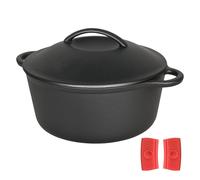 VOGREX 6.6L Cast Iron Dutch Oven with Lid in Black VOGREX Black