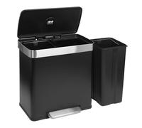 VOGREX 60L Matt Black Stainless Steel Double Pedal Recycling Bin VOGREX Black