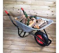 VOGREX 90 Litre 150kg Capacity Galvanised Metal Garden Wheelbarrow Pneumatic VOGREX Multicolor