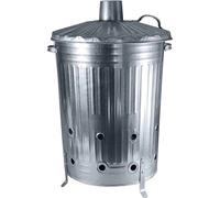 VOGREX 90L Large Steel Garden Incinerator Bin Fire Burner in Silver VOGREX Silver