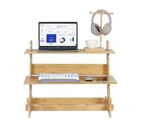 VOGREX Adjustable Standing Desk Riser Converter Monitor Stand Laptop in Light Oak VOGREX Light Oak