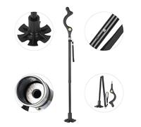 VOGREX Adjustable Walking Cane Stick Folding Trekking Pole in Black VOGREX Black