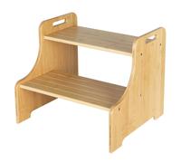 VOGREX Bamboo 2-Step Non Slip Stool with Splash Handle in Beige VOGREX Beige