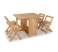 VOGREX Butterfly Drop Leaf Dining Table & 4 Chairs Wax Santos in Natural | Size: 100 cm x 15 cm VOGREX Natural 100 cm x 15 cm