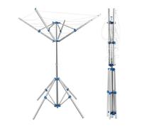 VOGREX Clothes Airer Rotary Washing Line 4 Arm Free Standing Laundry in Silver VOGREX Silver