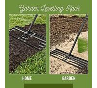 VOGREX Foldable Lawn Levelling Rake 1.57M Tilting Handle Steel 76x25cm Tool in Black | Size: 76x25 cm VOGREX Black 76x25 cm