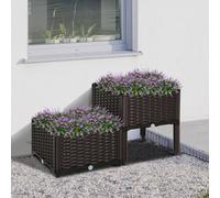 VOGREX Garden Raised Flower Elevated Bed Vegetable Herb Plant Stand 2 PCs in Brown VOGREX Brown