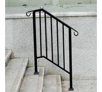 VOGREX Handrail For Garden Stairs Steps Safety Grab Mobility Rail 2 Steps in Black VOGREX Black