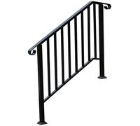 VOGREX Handrail For Garden Stairs Steps Safety Grab Mobility Rail 3 Steps in Black VOGREX Black