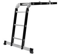 VOGREX Heavy Duty Aluminium Combination Step Ladder Foldable Multi-Purpose in Black VOGREX Black