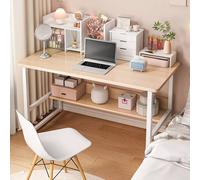 VOGREX Home Office Study Desk with Book Shelf, Computer Writing Workstation in Off-White VOGREX Off-White