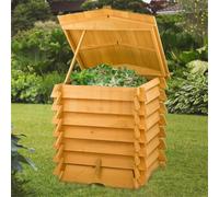 VOGREX Large 300L Beehive Compost Bin Wooden Garden Outdoor Waste Composter in Brown VOGREX Brown