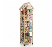 VOGREX Lockable Wheeled Kids Plush Toy Storage Organiser in Natural VOGREX Natural