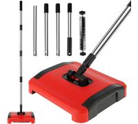 VOGREX Manual Carpet Sweeper Indoor Floor Lint Duster Cleaner in Red VOGREX Red