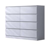 VOGREX Matt White Scandinavian 8 Drawer Chest of Drawers VOGREX White