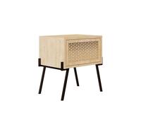 VOGREX Oak 1 Door Bedside Push-to-Open Black Legs in Beige VOGREX Beige
