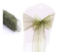 VOGREX Olive Green 25pcs Organza Sashes Chair Cover Fuller Bow Ribbon VOGREX Olive