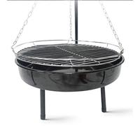 VOGREX Outdoor Fire Pit with Tri-Grill Tripod Hanging BBQ Grill in Black VOGREX Black