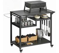 VOGREX Outdoor Grill Cart, Movable Food Prep Table on Wheels, Black VOGREX Black