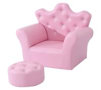 VOGREX Pink 2PCS Crown Themed Kids Sofa Set Armchair & Ottoman VOGREX Pink