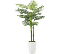 VOGREX Realistic Artificial Palm Tree with White Planter 180cm Large in Green VOGREX Green