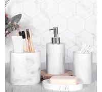 VOGREX Resin Effect 4-Piece Bathroom Set with Soap Dish in White VOGREX White